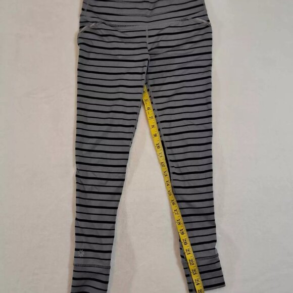 Athleta Running Leggings Black Gray Striped‎ XS Womens Workout Yoga - Picture 12 of 12